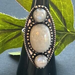 925 Sterling Moonstone Knuckle Ring 7.5